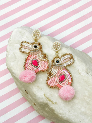 PREORDERL Bunny Seed Bead Statement Earrings-One Size-[option4]-[option5]-[option6]-[option7]-[option8]-Womens-Clothing-Shop