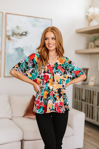 Pretty in Paradise Floral Blouse-[option4]-[option5]-[option6]-[option7]-[option8]-Womens-Clothing-Shop