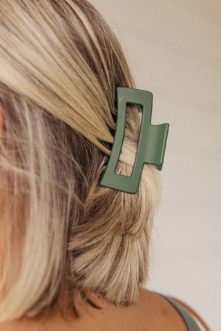 Rectangle Claw Clip in Matte Moss-OS-[option4]-[option5]-[option6]-[option7]-[option8]-Womens-Clothing-Shop