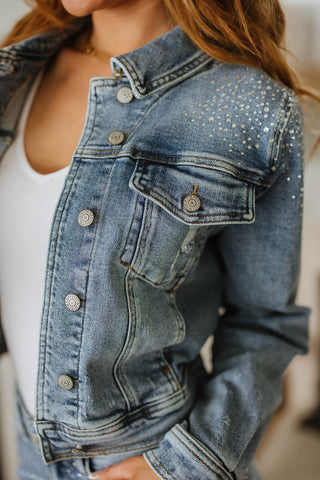 Reese Rhinestone Denim Jacket-[option4]-[option5]-[option6]-[option7]-[option8]-Womens-Clothing-Shop