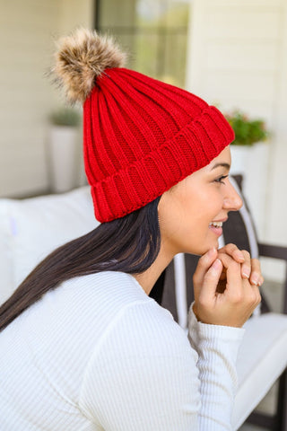 Rib Knit Beanie With Detachable Pom Pom In Wine-WINE-[option4]-[option5]-[option6]-[option7]-[option8]-Womens-Clothing-Shop