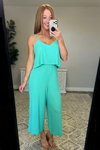 Ribbed Double Layer Jumpsuit in Mint-[option4]-[option5]-[option6]-[option7]-[option8]-Womens-Clothing-Shop