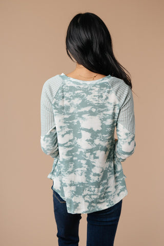 Sage Waffle Knit & Tie Dye Top-[option4]-[option5]-[option6]-[option7]-[option8]-Womens-Clothing-Shop