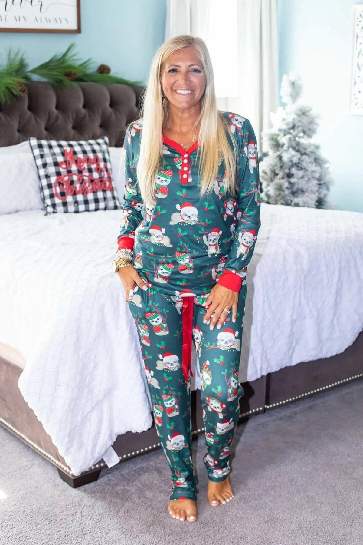 Matching Christmas Pajama Moose with Plaid Heart