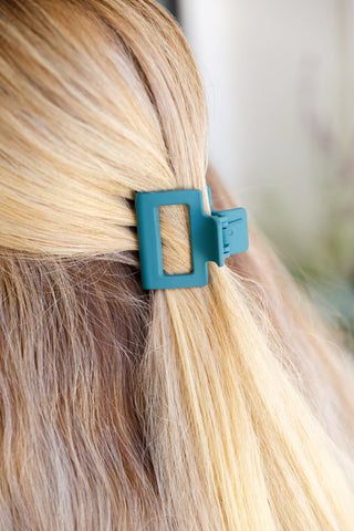 Small Square Claw Clip in Matte Teal-OS-[option4]-[option5]-[option6]-[option7]-[option8]-Womens-Clothing-Shop