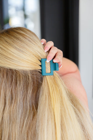 Small Square Claw Clip in Matte Teal-OS-[option4]-[option5]-[option6]-[option7]-[option8]-Womens-Clothing-Shop