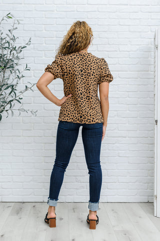 Spotted Animal Print Blouse-[option4]-[option5]-[option6]-[option7]-[option8]-Womens-Clothing-Shop