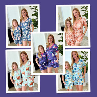 PREORDER: Matching Short Pajamas in Assorted Prints-[option4]-[option5]-[option6]-[option7]-[option8]-Womens-Clothing-Shop