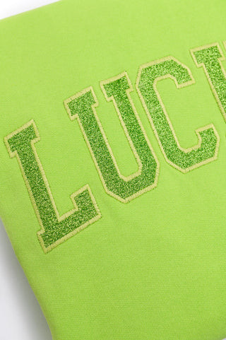 PREORDER: Embroidered Lucky Glitter Sweatshirt in Two Colors-[option4]-[option5]-[option6]-[option7]-[option8]-Womens-Clothing-Shop