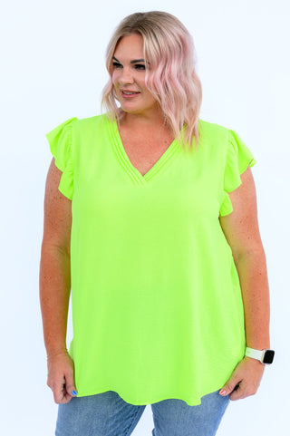 Under Neon Lights Ruffle Sleeve Top-[option4]-[option5]-[option6]-[option7]-[option8]-Womens-Clothing-Shop