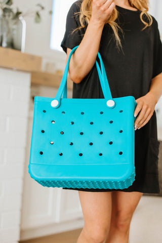 PREORDER: Waterproof Tote Bag in Turquoise-OS-[option4]-[option5]-[option6]-[option7]-[option8]-Womens-Clothing-Shop