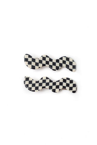 Wavy Clip Set in Checkered Black-OS-[option4]-[option5]-[option6]-[option7]-[option8]-Womens-Clothing-Shop