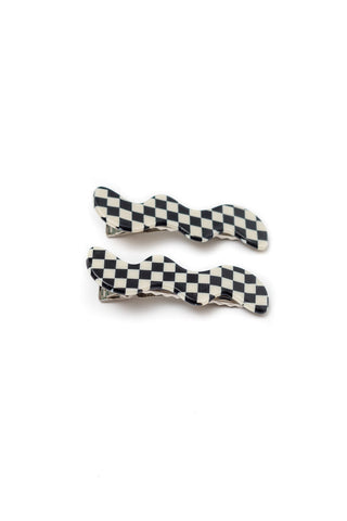 Wavy Clip Set in Checkered Black-OS-[option4]-[option5]-[option6]-[option7]-[option8]-Womens-Clothing-Shop