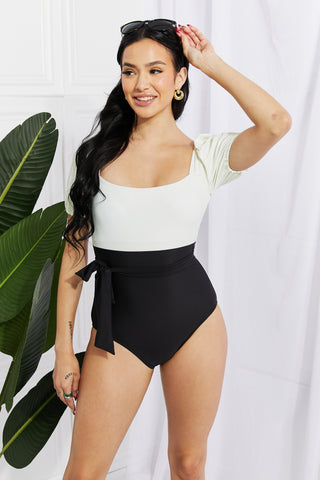 Salty Air Puff Sleeve One-Piece in Cream/Black-Cream/Black-S-[option4]-[option5]-[option6]-[option7]-[option8]-Womens-Clothing-Shop