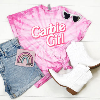 PREORDER: Carbie Girl Graphic Tee in Pink Tie Dye-[option4]-[option5]-[option6]-[option7]-[option8]-Womens-Clothing-Shop